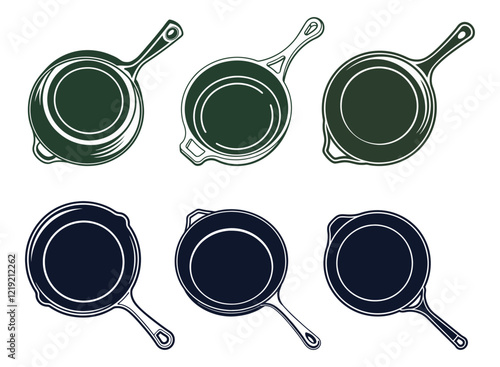 Vintage Style Cast Iron Skillet Illustrations
