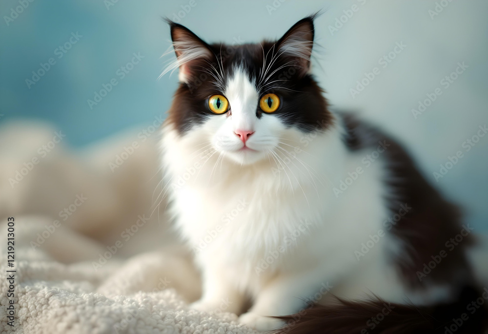 Adorable Black and White Cat Portrait Soft Fur Adorable Black and White Cat Portrait Soft Fur