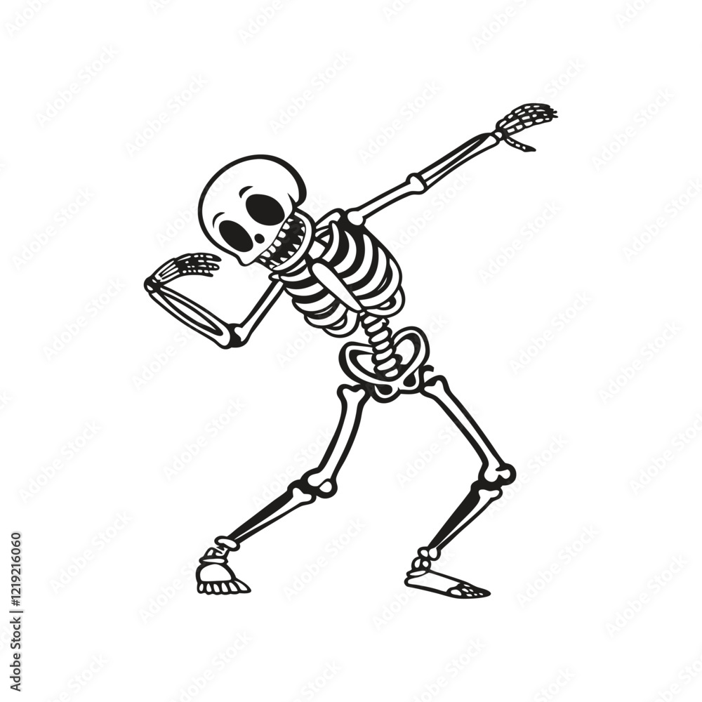 Fototapeta premium Skeleton dancing art and illustration