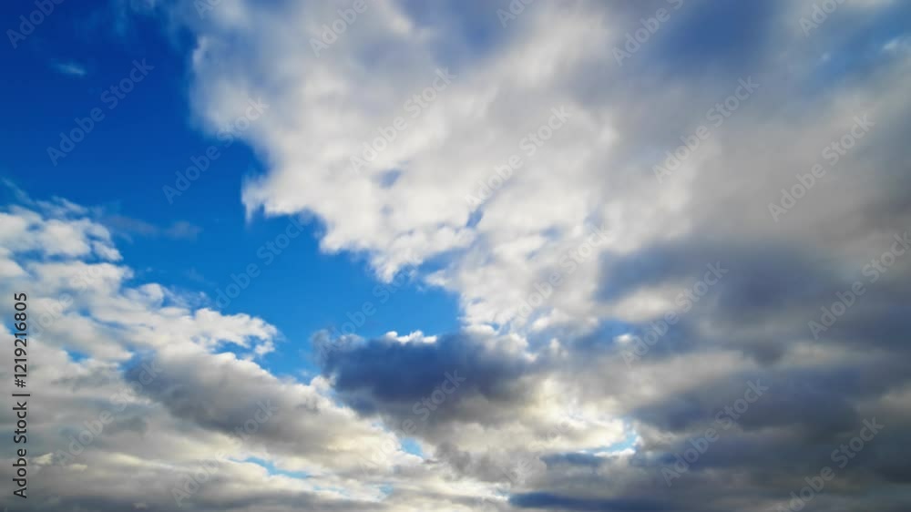 Timelapse of dramatic clouds in blue sky