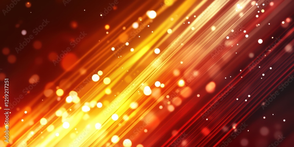 Fototapeta premium Abstract Vibrant Background with Red and Gold Light Trails and Bokeh