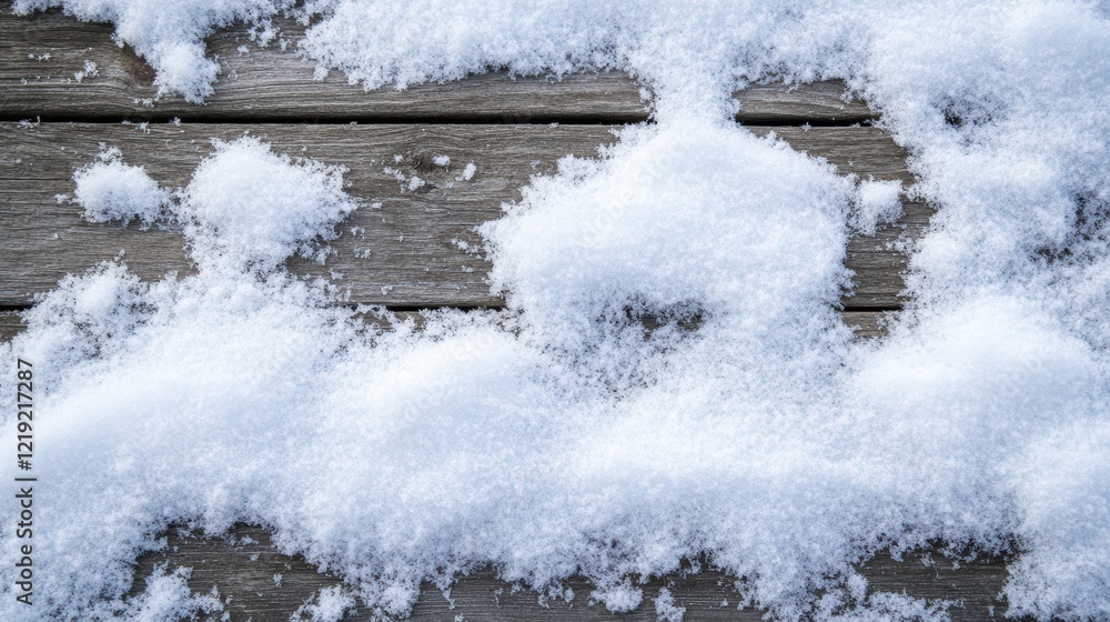 Snowy Texture on Wooden Surface Creating a Winter Atmosphere Snowy Texture on Wooden Surface Creating a Winter Atmosphere