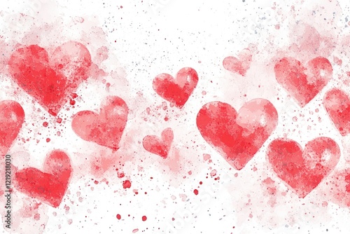 Watercolor hearts, love, romantic, Valentine's, background, celebration, design, greeting card