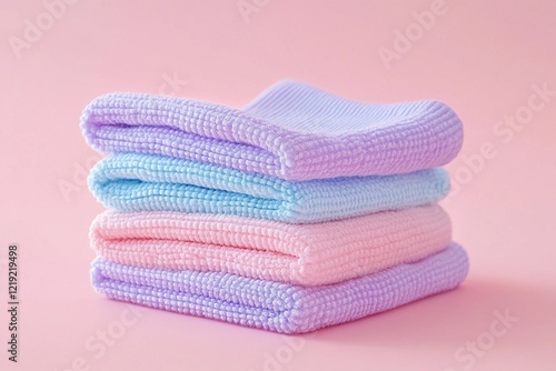 Folded Microfiber Cleaning Cloths in Pastel Shade
