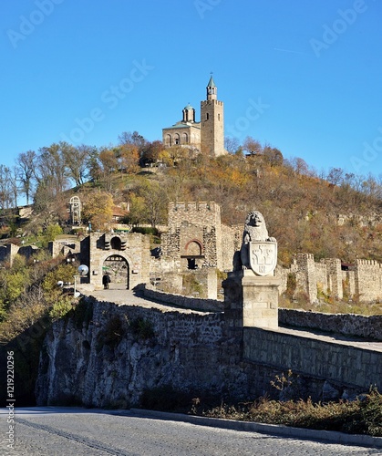 Tsarevets Fortress in a beautiful autumn day, Veliko Tarnovo, Bulgaria
