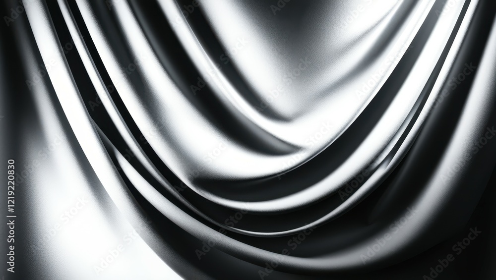silver fabric, flowing drapery, silky texture, dramatic lighting, high contrast, black and white photography, abstract composition, smooth curves, reflective surface, studio setting, minimalist aesthe silver fabric, flowing drapery, silky texture, dramatic lighting, high contrast, black and white photography, abstract composition, smooth curves, reflective surface, studio setting, minimalist aesthe