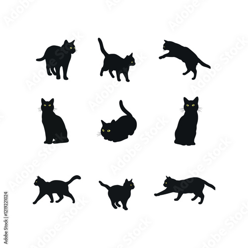 cat animals icon collection set silhouette vector flat design