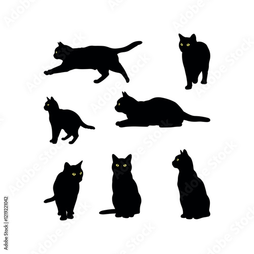 cat animals icon collection set silhouette vector flat design