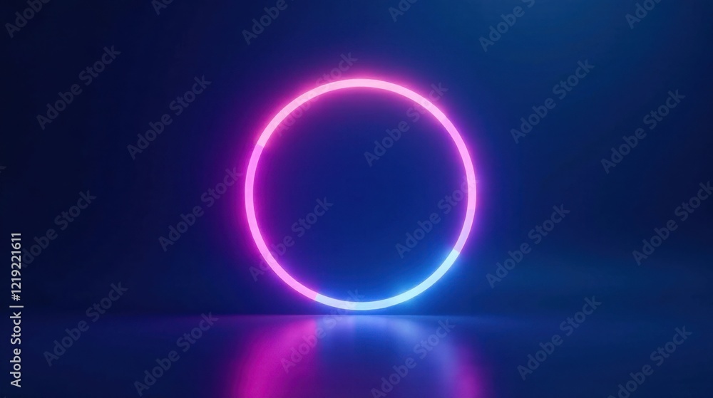 Vibrant Neon Circle Glowing in Dark Room, Abstract Background for Modern Design Projects Vibrant Neon Circle Glowing in Dark Room, Abstract Background for Modern Design Projects