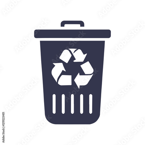 Recycling Bin and Growth Silhouette, Earth Day Element Vector Illustration