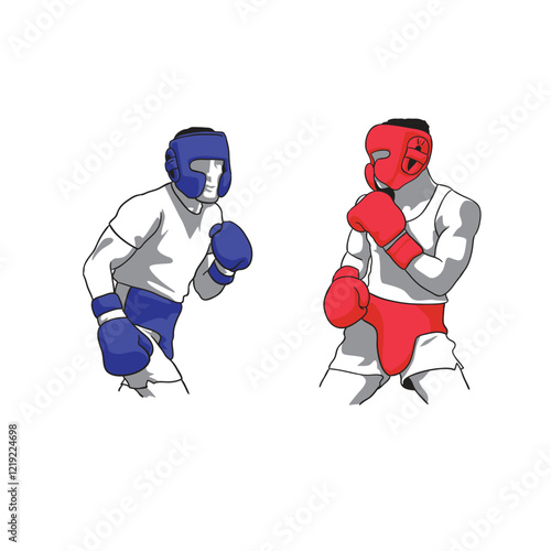 vector illustration of boxing sparring match