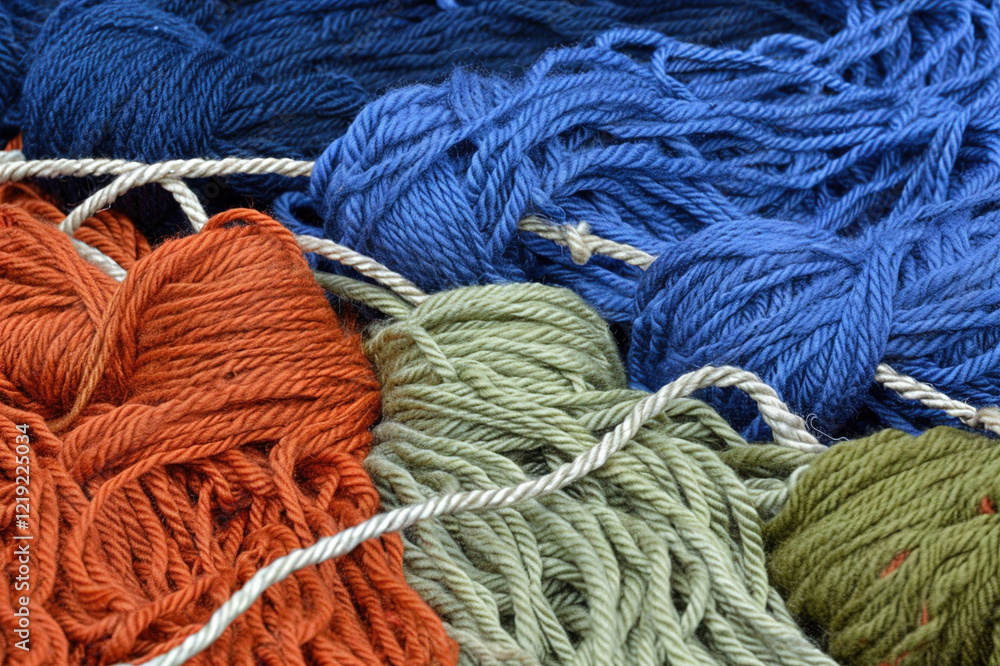 Abstract view of colorful thread spools arranged to form a gradient of hues Abstract view of colorful thread spools arranged to form a gradient of hues