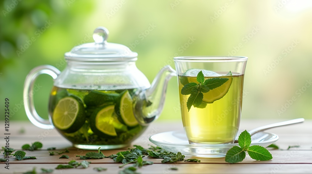 tea with mint and lime tea with mint and lime