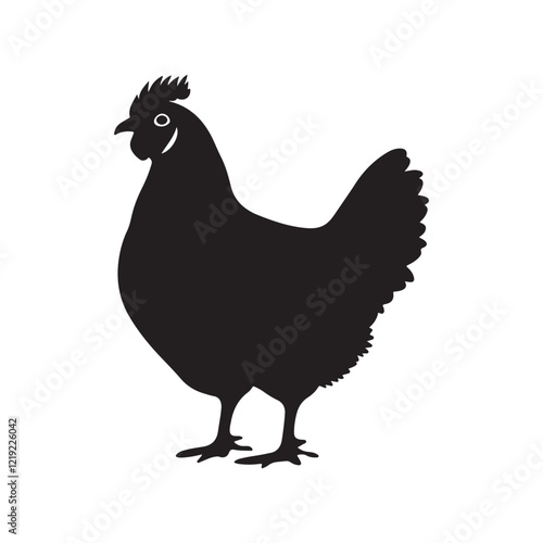 Simple black silhouette of a chicken