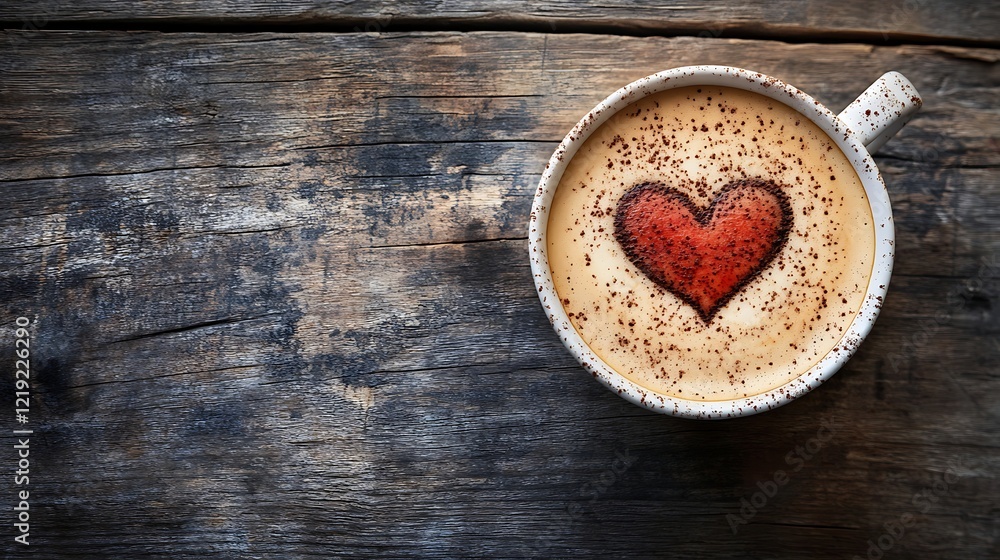 A cup of cappuccino with latte art in the shape heart A cup of cappuccino with latte art in the shape heart