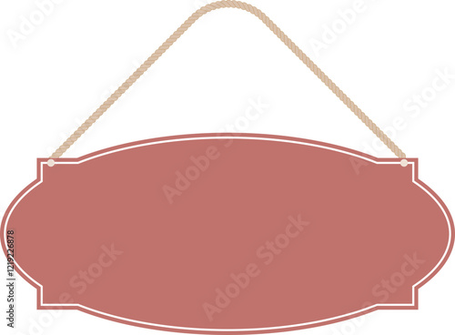 Illustration of a hanging sign board with blank copy space. Empty sign board with rope for your design. 