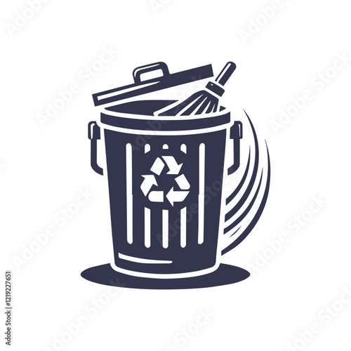 Recycling Bin and Growth Silhouette, Earth Day Element Vector Illustration