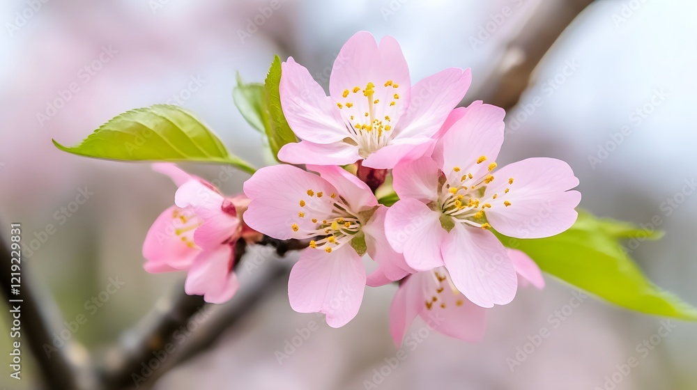 Obraz premium Delicate Pink Blossoms Spring Flowers Closeup