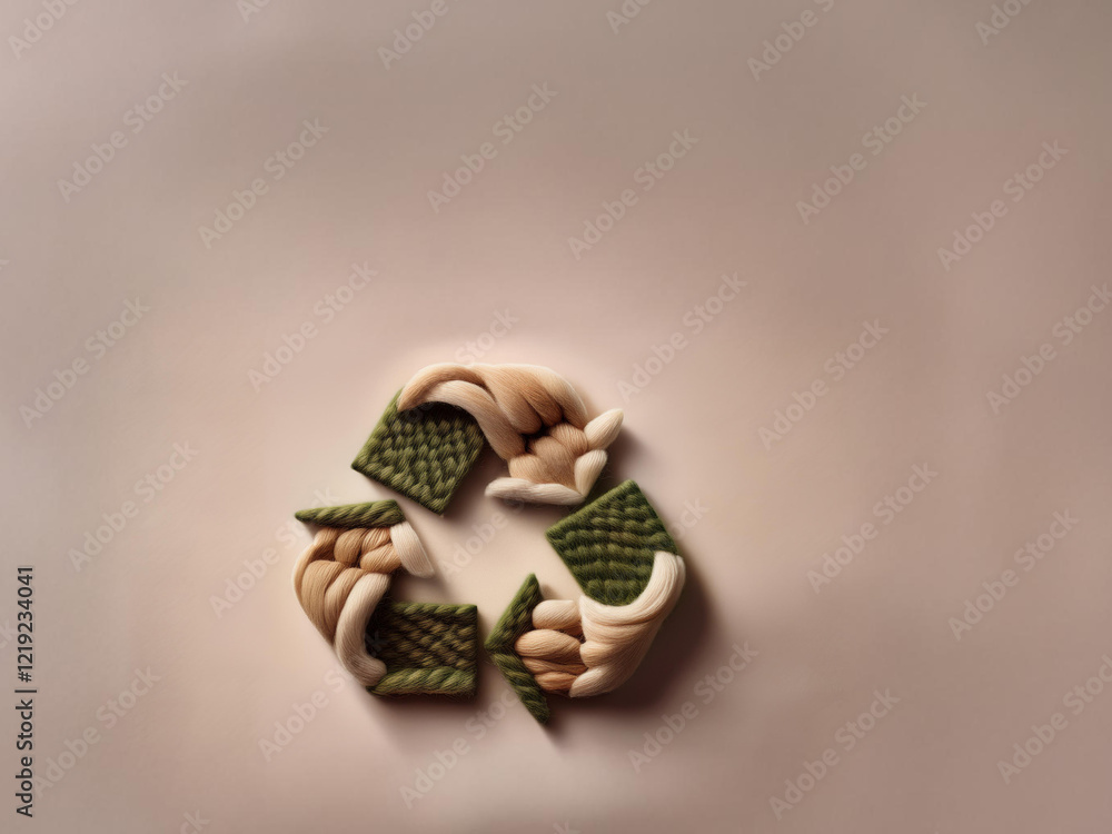Fototapeta premium Recycling Symbol Made of Wool – Sustainable, Eco-Friendly, Natural Colors