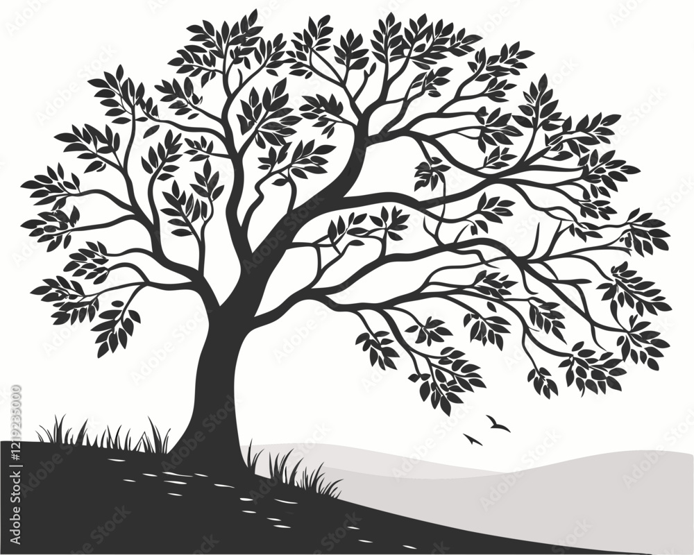 Obraz premium beautiful tree silhouette vector illustrations