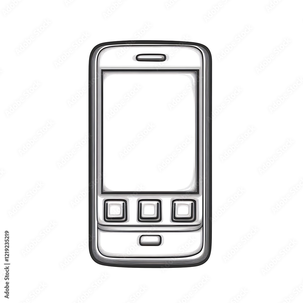 Stylized Smartphone Illustration Design Showing Blank Screen Stylized Smartphone Illustration Design Showing Blank Screen