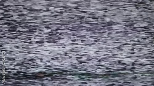 A static noise screen with grainy texture and black-and-white patterns, symbolizing retro television error or a glitch effect in digital media.