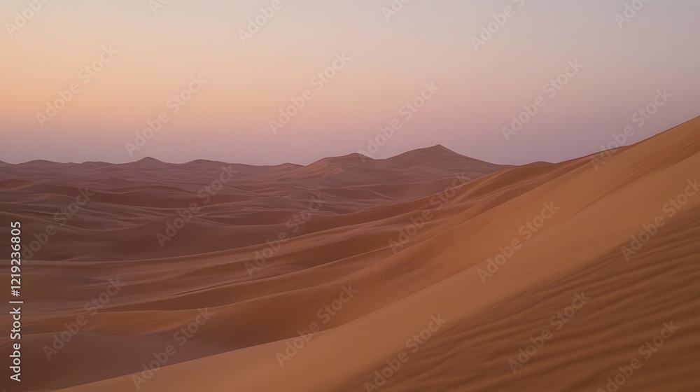 Fototapeta premium Stunning Desert Landscape at Sunrise Golden Sand Dunes