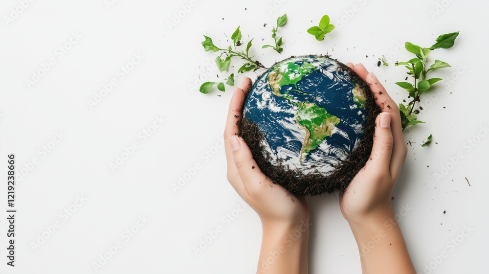 A minimalist Earth Day concept features a globe with greenery and eco-friendly symbols on a crisp white background, emphasizing sustainability and care for the planet. A minimalist Earth Day concept features a globe with greenery and eco-friendly symbols on a crisp white background, emphasizing sustainability and care for the planet.