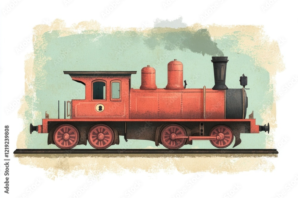 Naklejka premium Vintage Steam Train Illustration on Textured Background