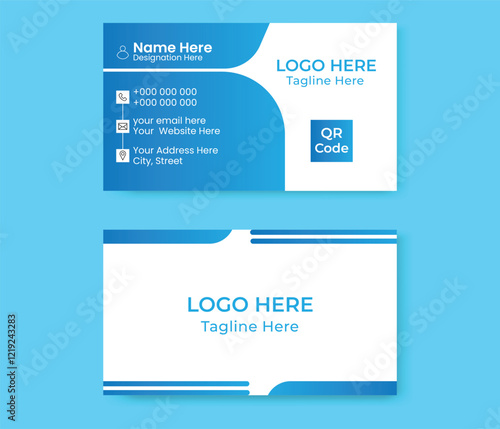 Double-sided Visiting Card, Vector design,Print ready, blue and white,Modern Creative And Clean Business Card Design.