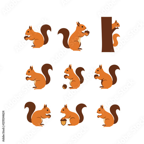squirrel animal logo icon vector flat design illustrations