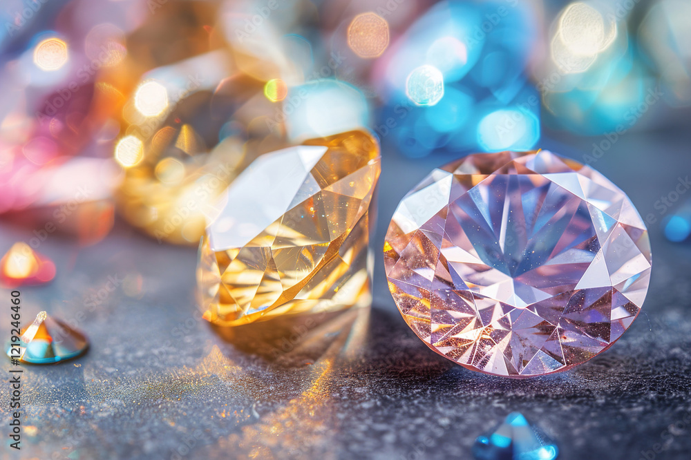 Macro shot of diamond facets reflecting light, showcasing clarity, precision, and captivating sparkle Macro shot of diamond facets reflecting light, showcasing clarity, precision, and captivating sparkle