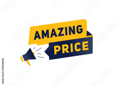 Amazing price label or tag, vector banner element. modern design with megaphone icon.