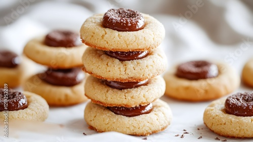 Wallpaper Mural Delicious Chocolate Filled Butter Cookies Stack, Sweet Treat Torontodigital.ca