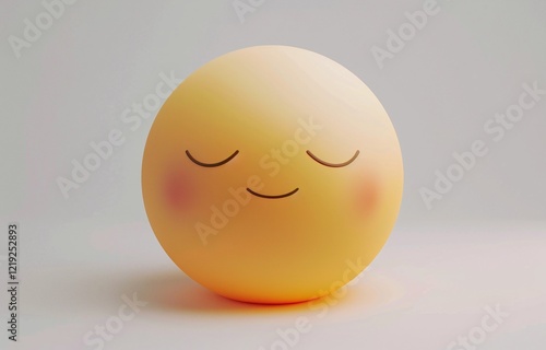 Wallpaper Mural A cute, serene yellow emoticon with closed eyes and rosy cheeks rests on a light gray background. Torontodigital.ca