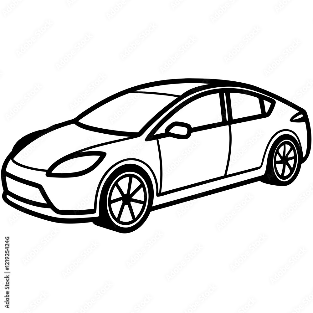 Sleek EV Line Art Vector Concept