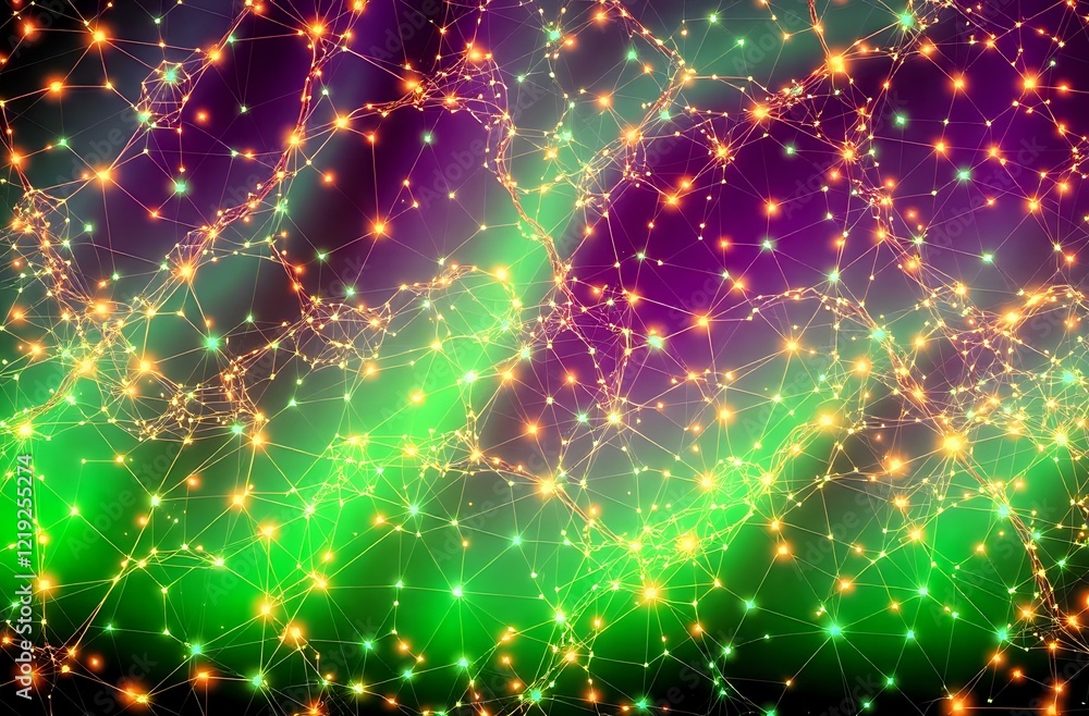 Obraz premium Aurora Cybernetica - Bioluminescent Grid Wallpaper