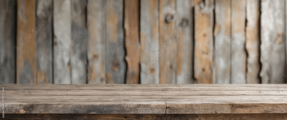 Fototapeta premium Wooden Tabletop with Text Space Rustic Flooring High Quality Image Ideal for Backgrounds and Product Displays.