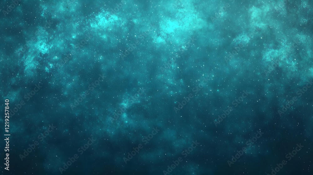 Obraz premium Teal Nebula Space Background, Cosmic Starry Night Sky