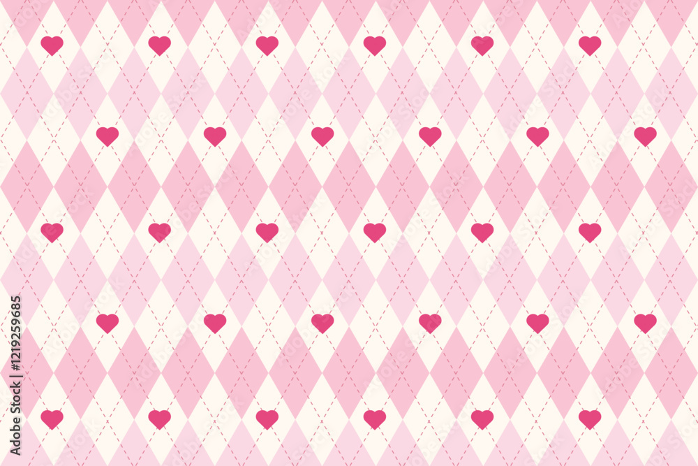 Pink pastel gingham checkered with love decorative pattern Pink pastel gingham checkered with love decorative pattern