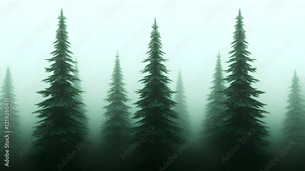 Obraz premium beautiful view ofer a foggy forest from hil