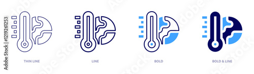 Global warming documentaries icon in 4 different styles. Thin Line, Line, Bold, and Bold Line. Duotone style. Editable stroke