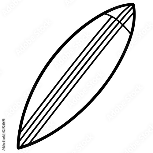 Stylish Surfboard Outline Vector