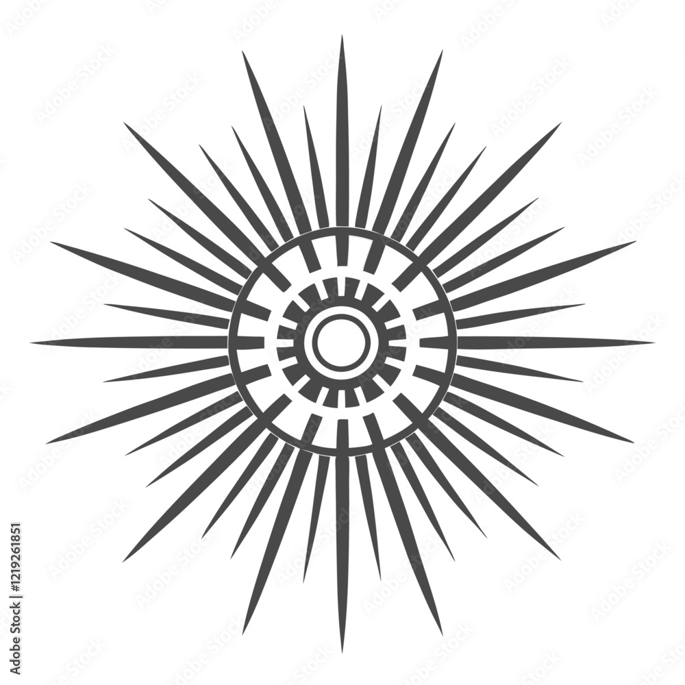 A stylized sun rays emanating from a central circles High Quality Editable Vector Design and illustration A stylized sun rays emanating from a central circles High Quality Editable Vector Design and illustration