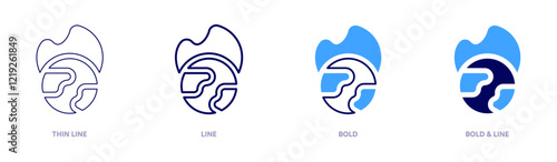 Global warming future projections icon in 4 different styles. Thin Line, Line, Bold, and Bold Line. Duotone style. Editable stroke