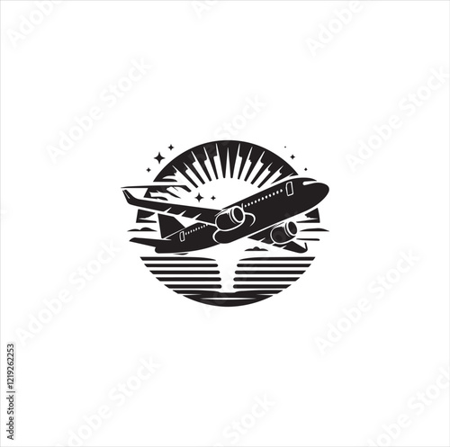 Black silhouette airplane vector photo