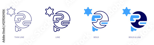 Global warming industrial revolution icon in 4 different styles. Thin Line, Line, Bold, and Bold Line. Duotone style. Editable stroke