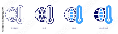 Global warming legislation icon in 4 different styles. Thin Line, Line, Bold, and Bold Line. Duotone style. Editable stroke