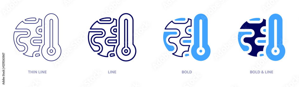 Global warming predictions icon in 4 different styles. Thin Line, Line, Bold, and Bold Line. Duotone style. Editable stroke Global warming predictions icon in 4 different styles. Thin Line, Line, Bold, and Bold Line. Duotone style. Editable stroke