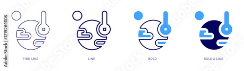 Global warming research papers icon in 4 different styles. Thin Line, Line, Bold, and Bold Line. Duotone style. Editable stroke